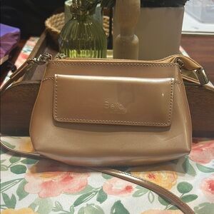 Beijo Tan Blush Crossbody Bag with Sleek Minimalist Design